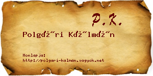Polgári Kálmán névjegykártya